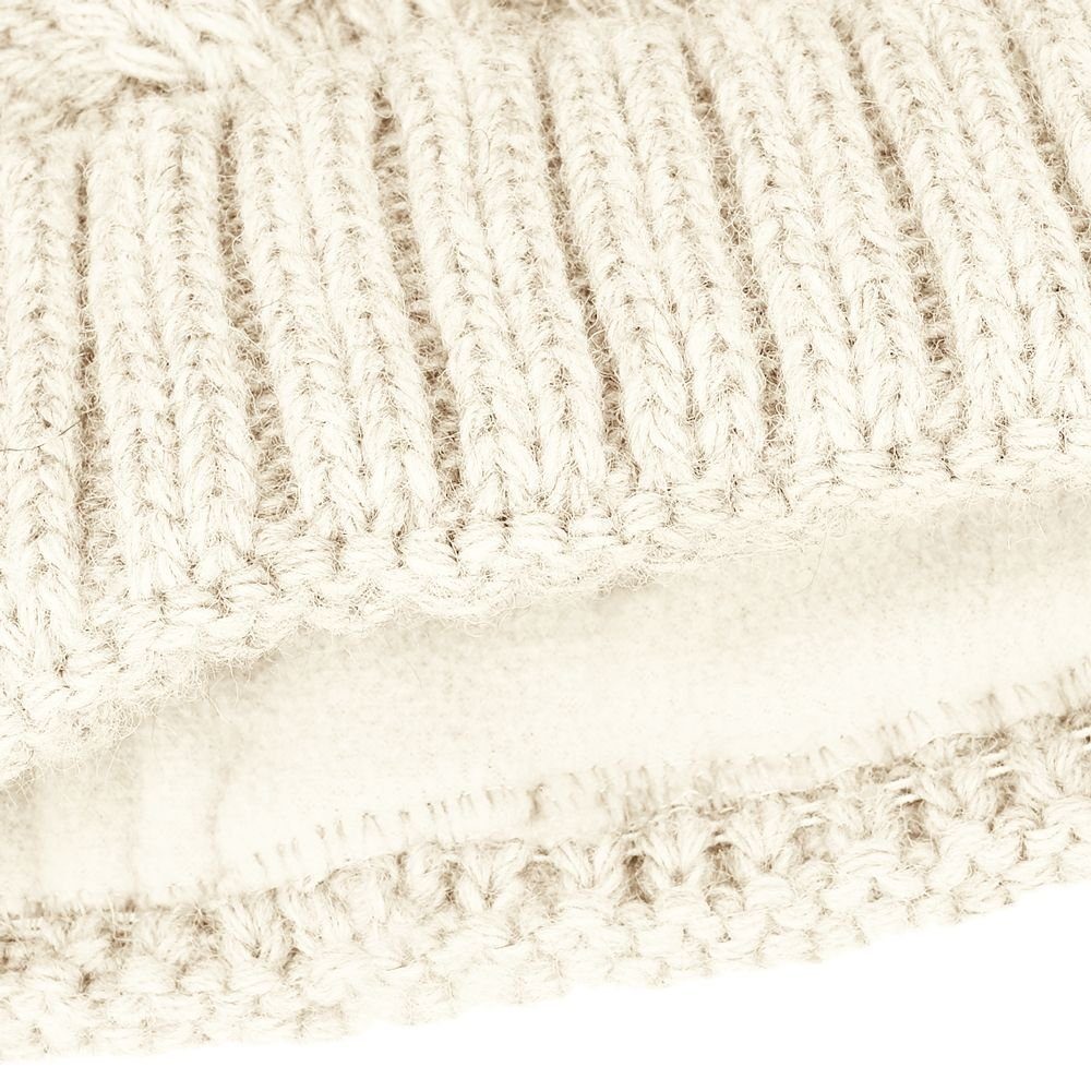 Neverless Bommelmütze Damen Strick-Mütze Fell-Bommel Kunstfell Bommelmütze Fleece-Futter Her