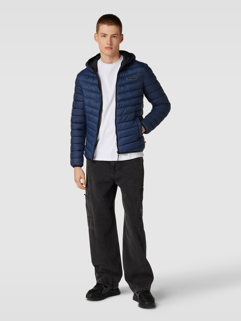 Steppjacke mit Kapuze in dunkelblau