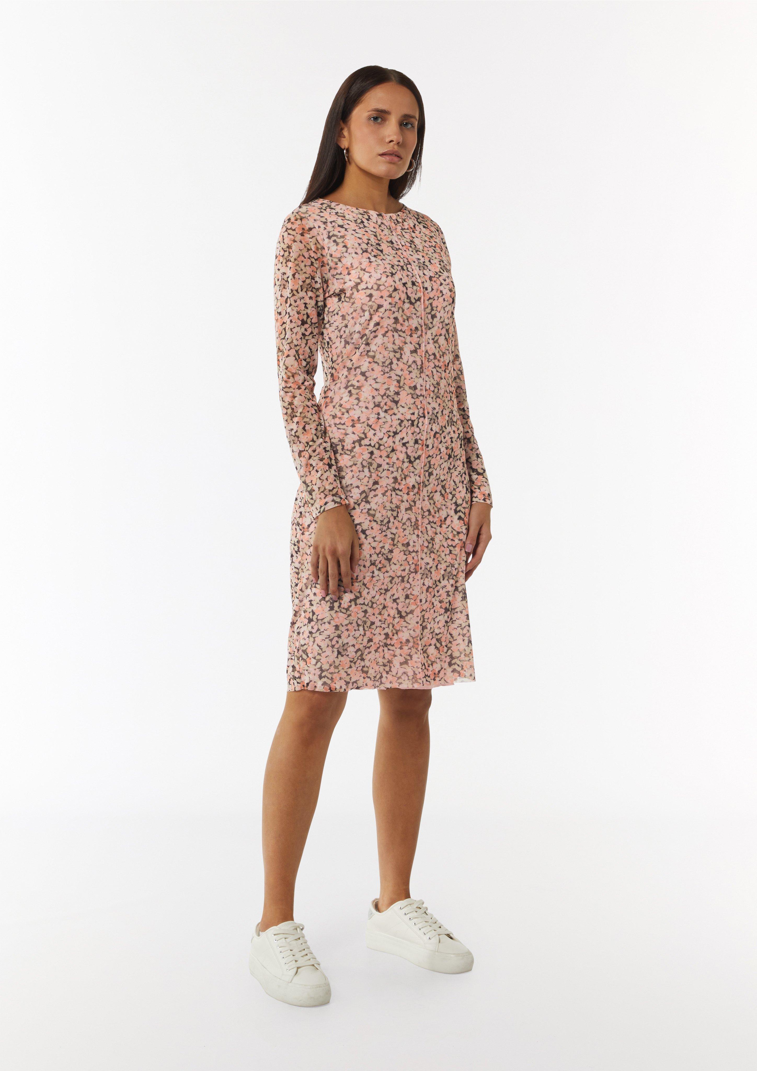Midikleid aus Mesh mit floralem Print - rosa