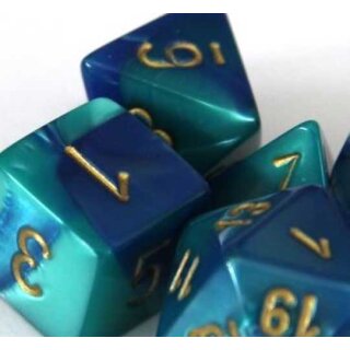Dice Blocks Blue-Teal with Gold 36xW6 12mm (Gemini)