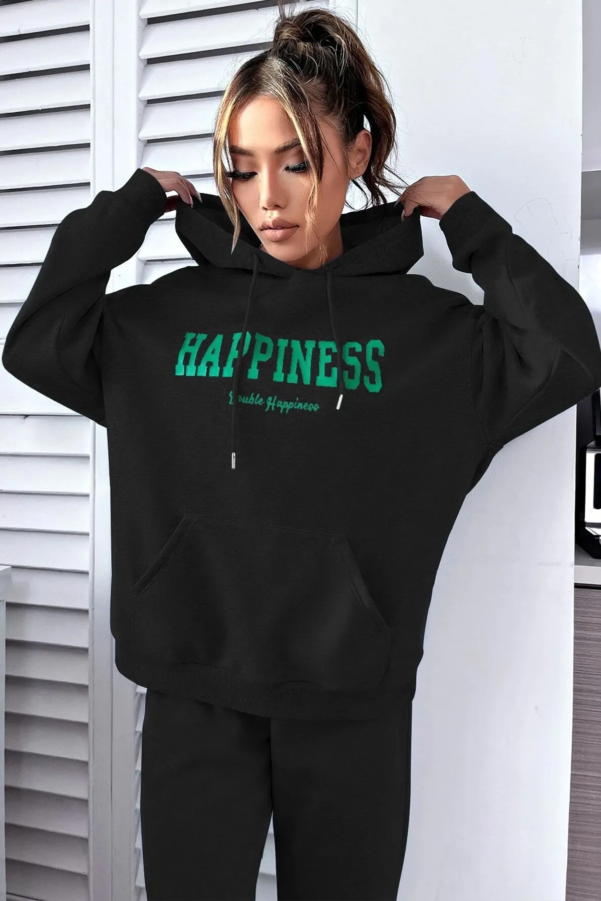 uyguntarz  Bedrucktes Unisex-Trainingsanzug-Set „Happiness“.