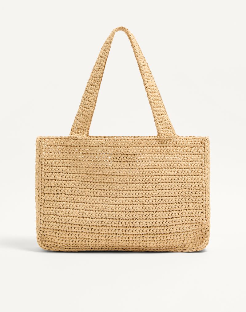 Valentino Garavani Viva Superstar Medium Raffia indkøbstaske