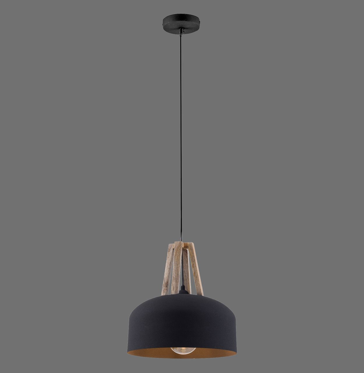 JUST LIGHT LeuchtenDirekt Pendelleuchte HAREA, 1xE27 max. 25W exkl., Holzapplikation, Ø32 cm, Innenleuchte, IP20