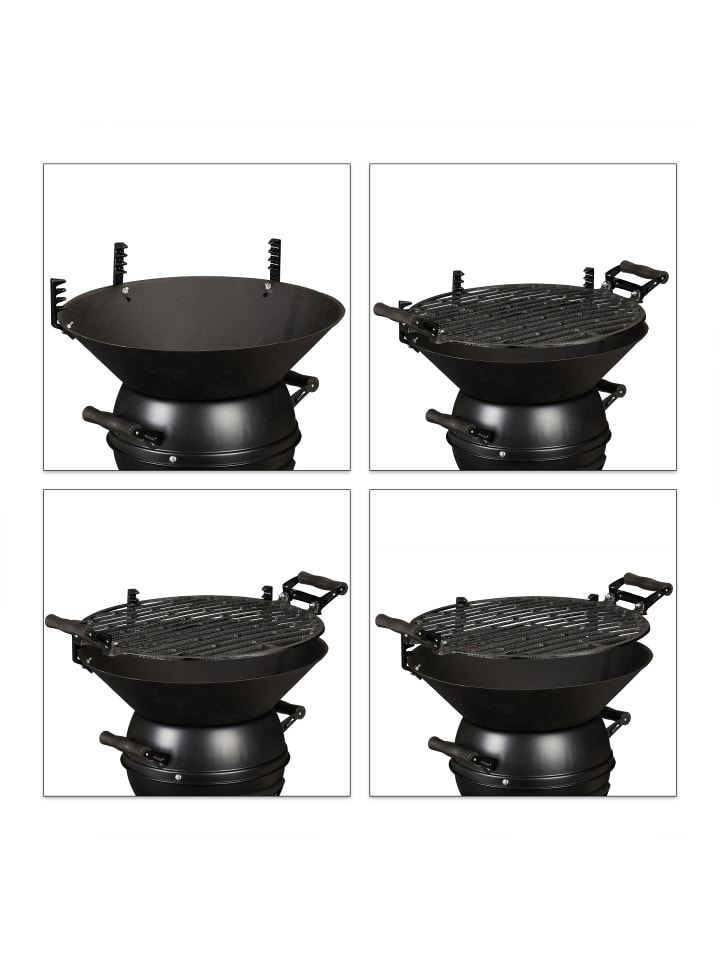 relaxdays Grillfass in Schwarz - Ø 35 cm günstig kaufen onesize