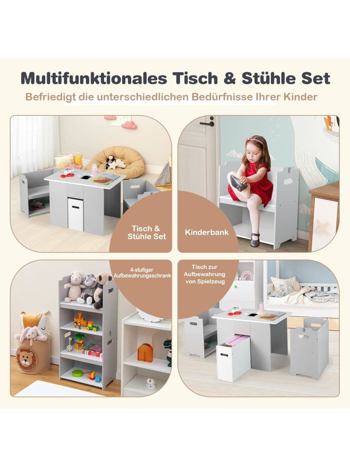 COSTWAY Sitzgruppe 3 tlg. Set in Grau günstig kaufen 70 cm