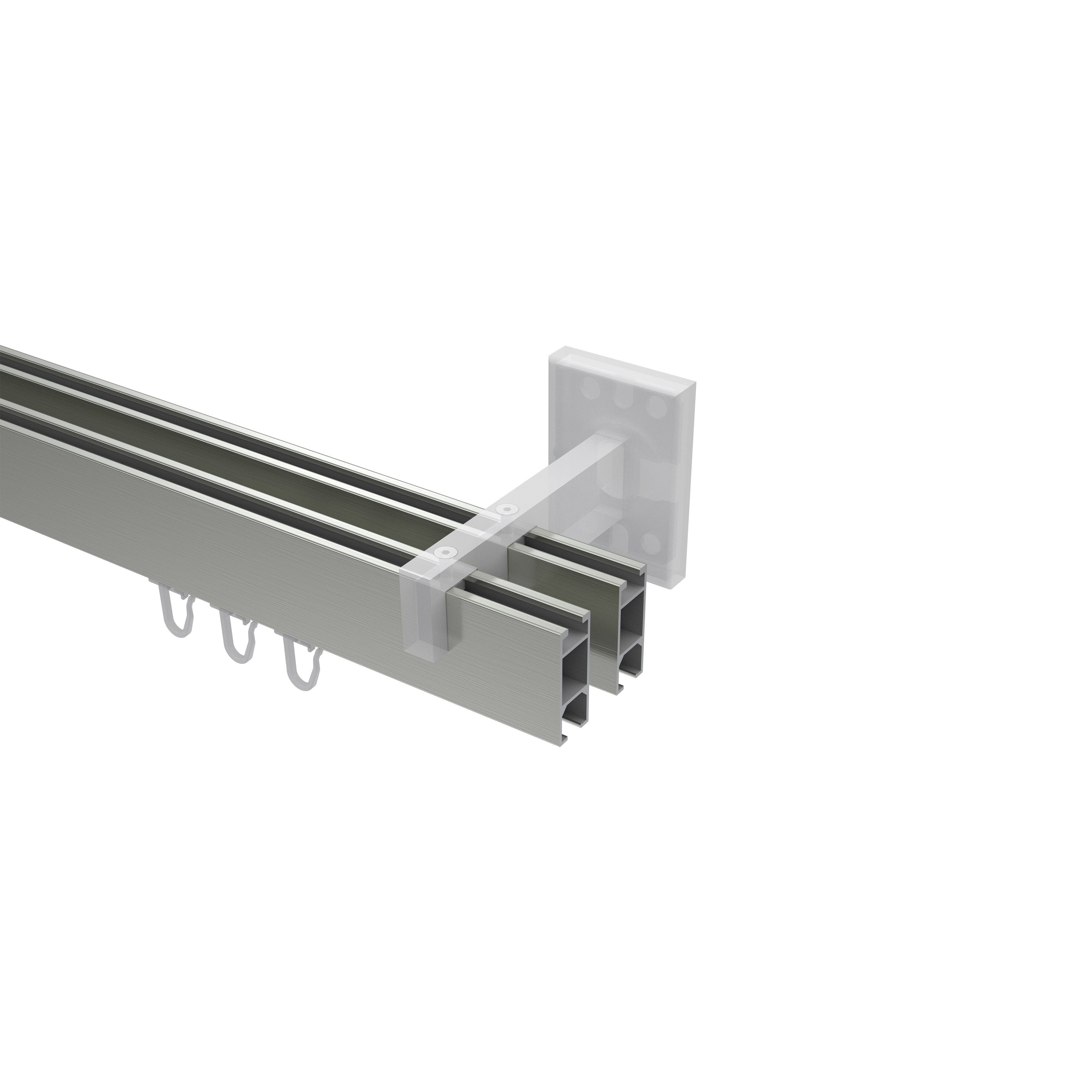 Gardinenstange Smartline Lox, INTERDECO, 2-läufig, 14x35 mm, eckig, Wandmontage, Edelstahl-Optik