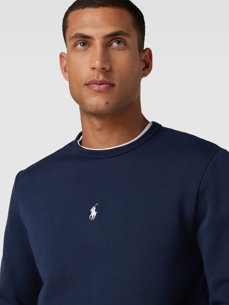 Sweatshirt mit Logo-Stitching in marineblau