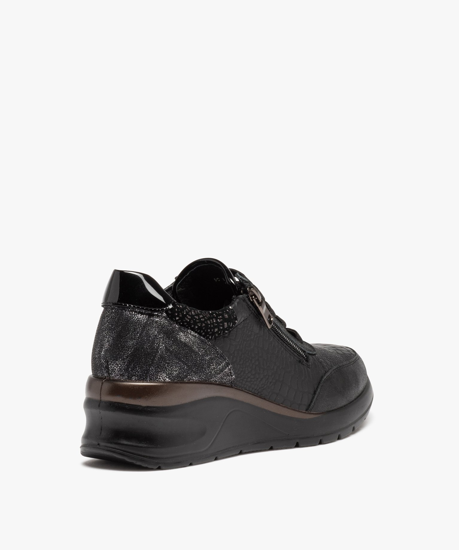 Derby confort avec lacets et zip sur semelle compensée femme noir | GEMO