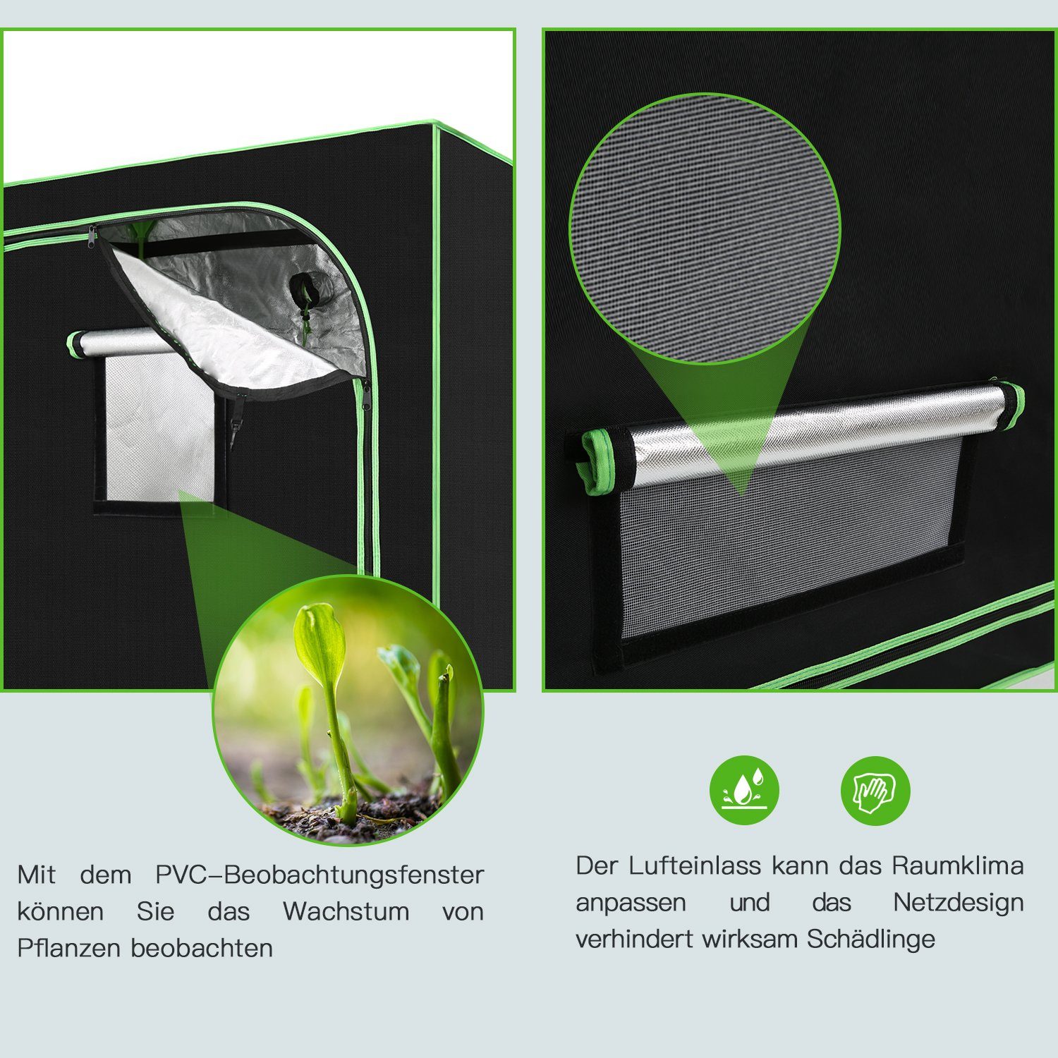 Gimisgu Gewächshaus Gewächshaus Growbox 40*40*120CM Pflanzenzelt Zuchtzelt