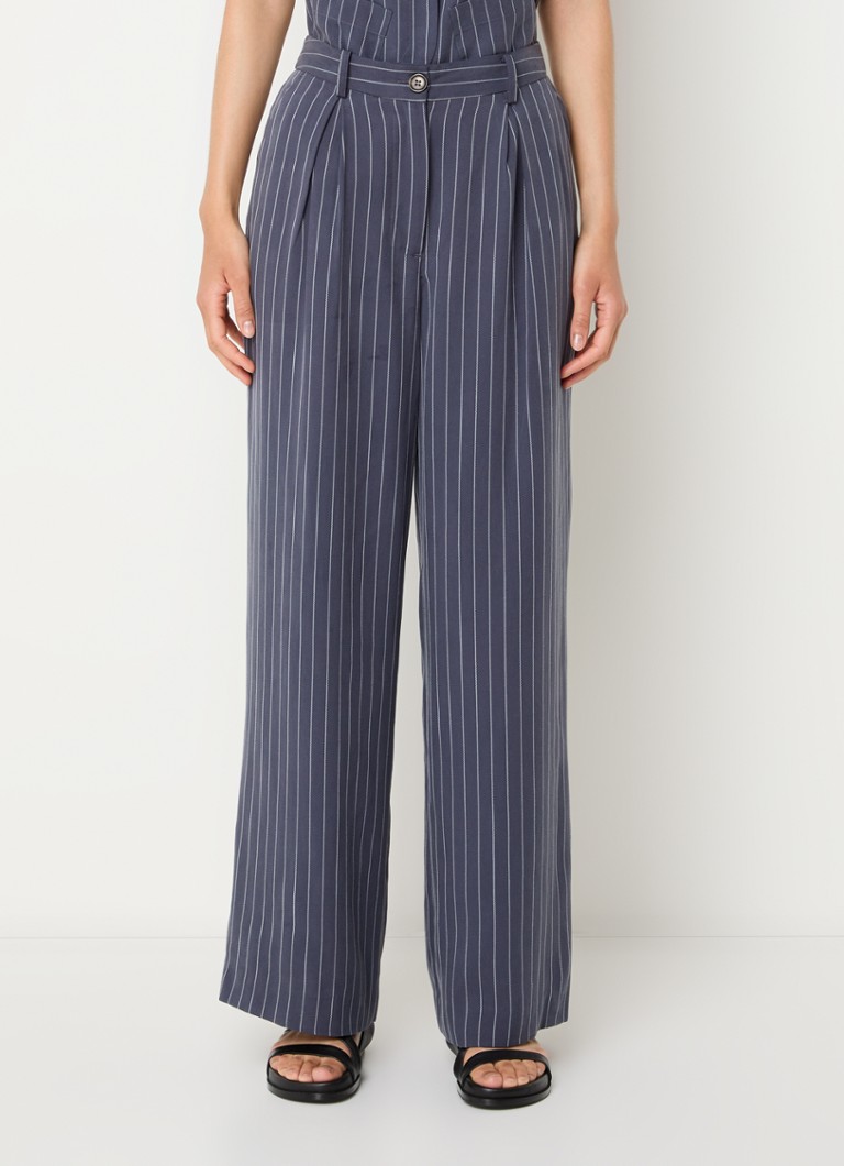 Whistles Lottie high-waist loose-fit lyocell trousers with pinstripe