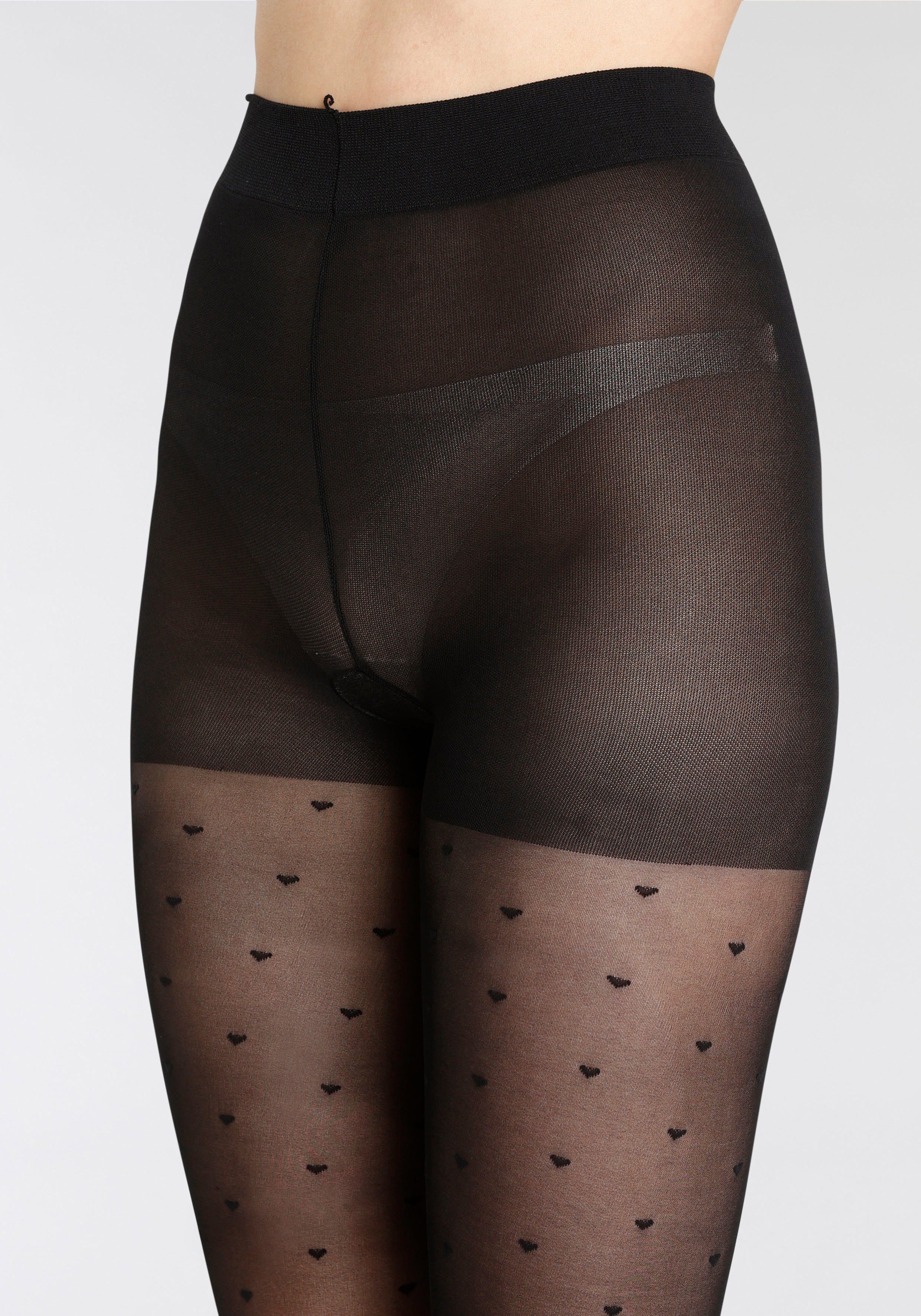 LASCANA Feinstrumpfhose 30 DEN mit kleinen eingestrickten Herzen