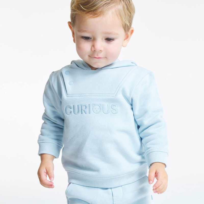 Sweat molleton à capuche bleu bébé garçon