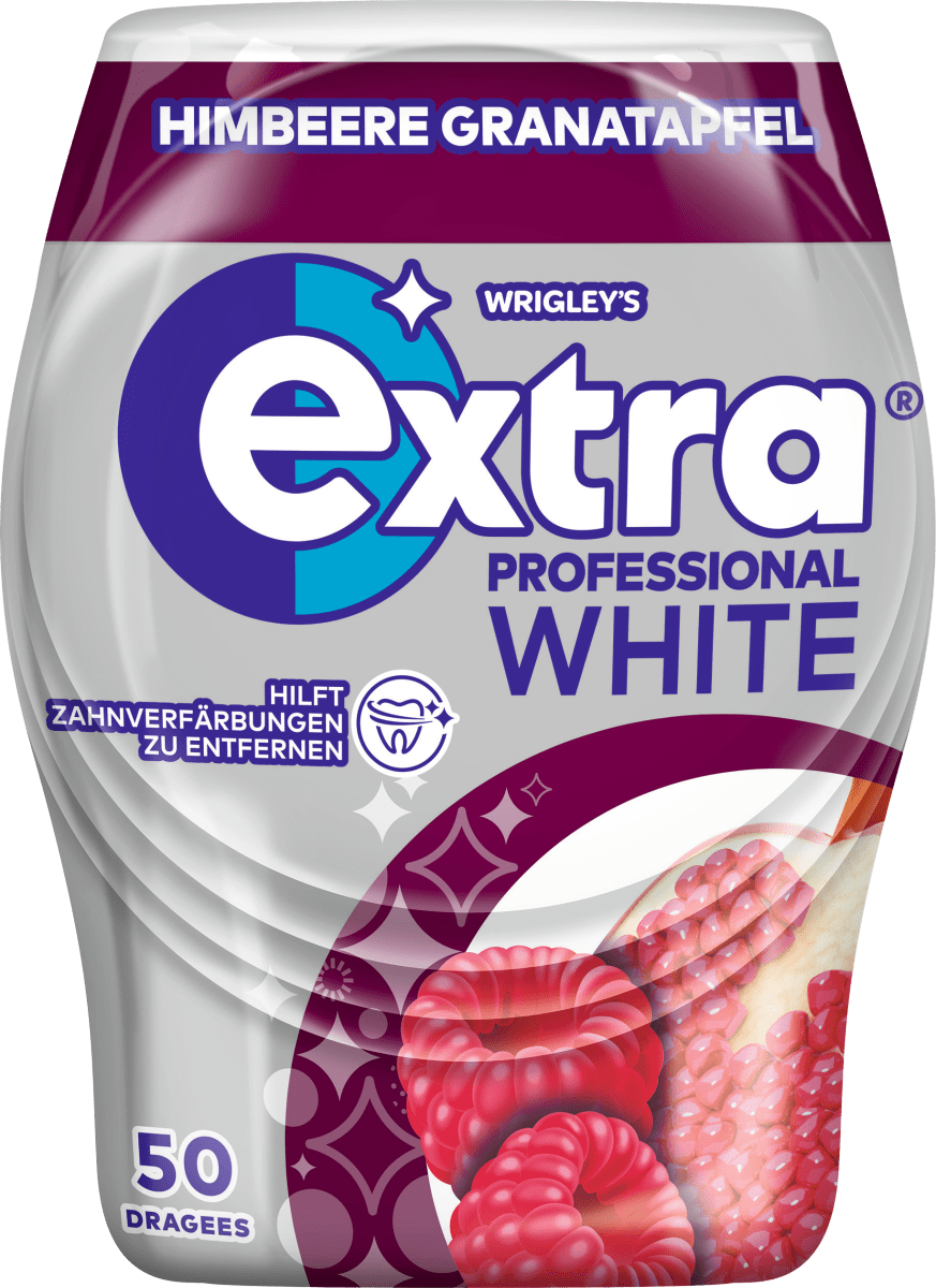 Kaugummi Extra Professional White, Himbeere Granatapfel, zuckerfrei, 50 St