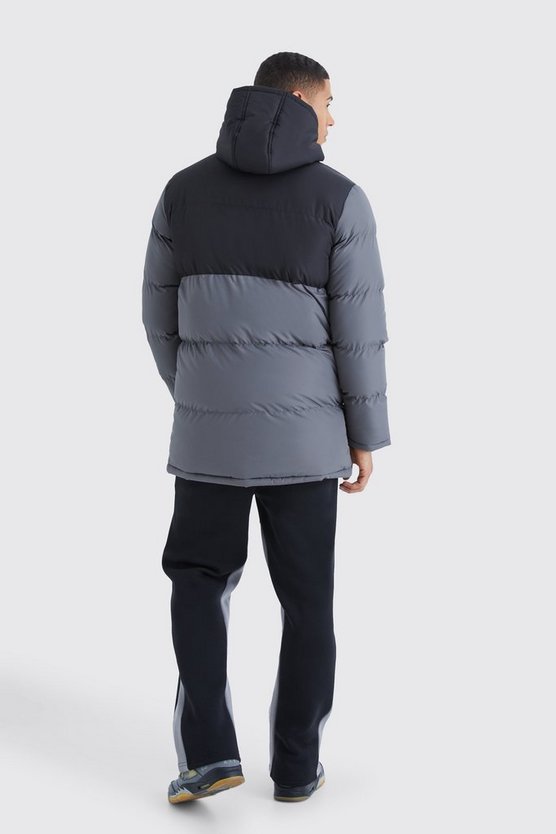 Colorblock Steppjacke mit Kapuze