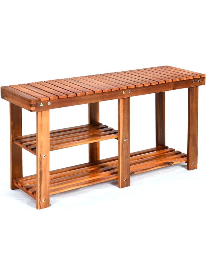 COSTWAY Schuhregal mit Sitzbank 87x28x45cm in Braun günstig kaufen onesize