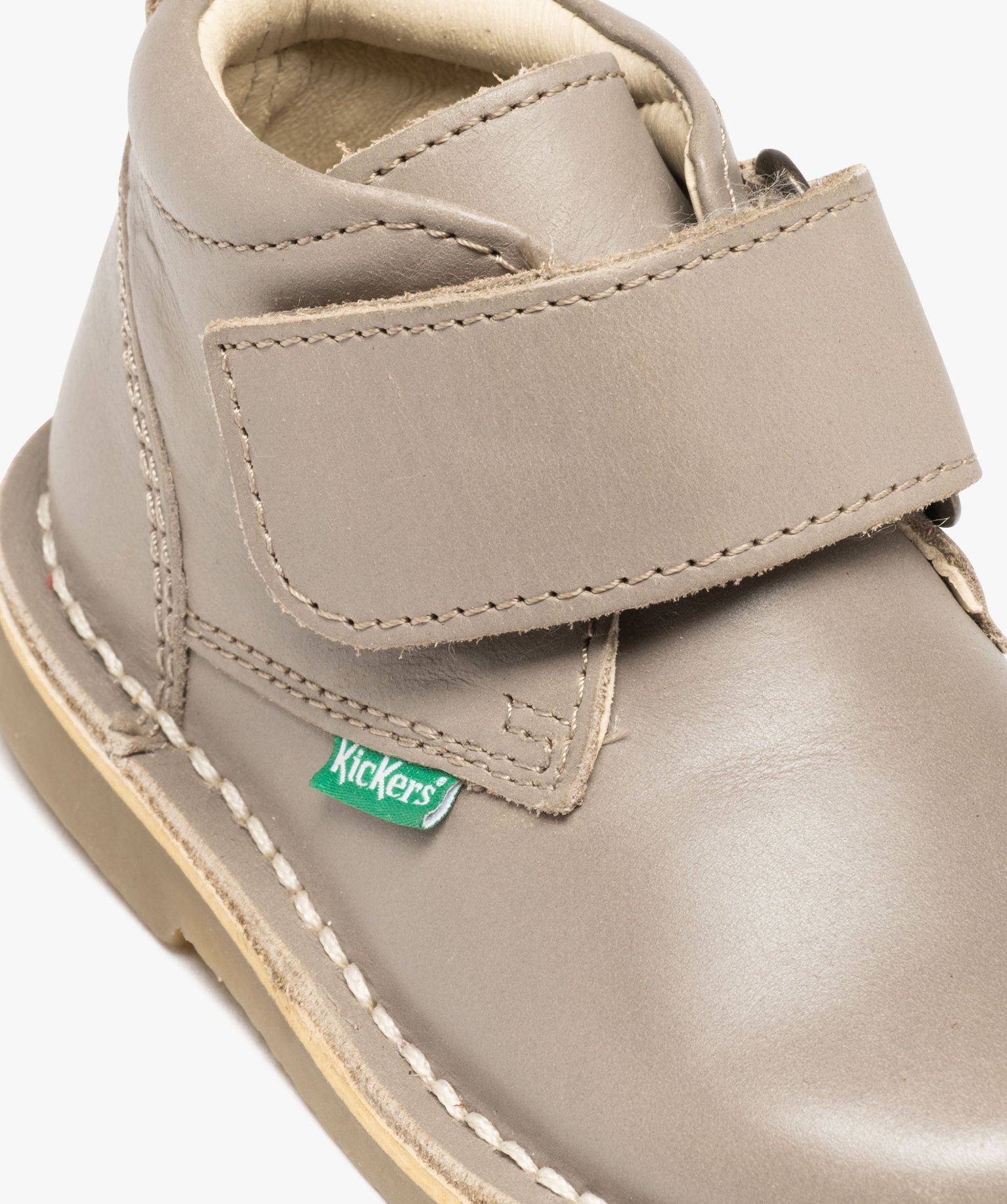Bottes bébé fille en cuir uni à scratch - Kickers taupe | GEMO
