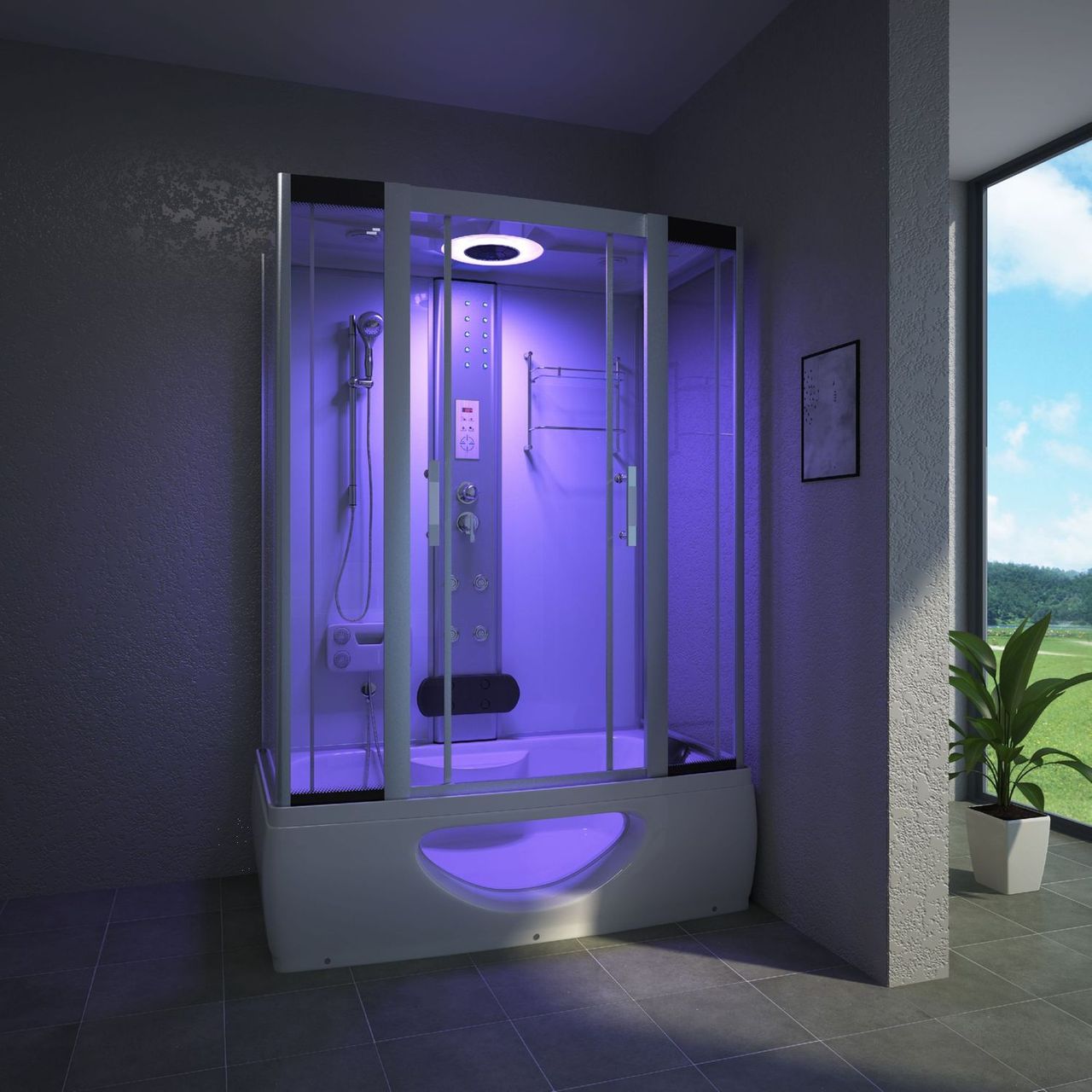 TroniTechnik Komplettdusche Duschtempel Badewanne Wanne Duschkabine Dusche TINOS 135x80