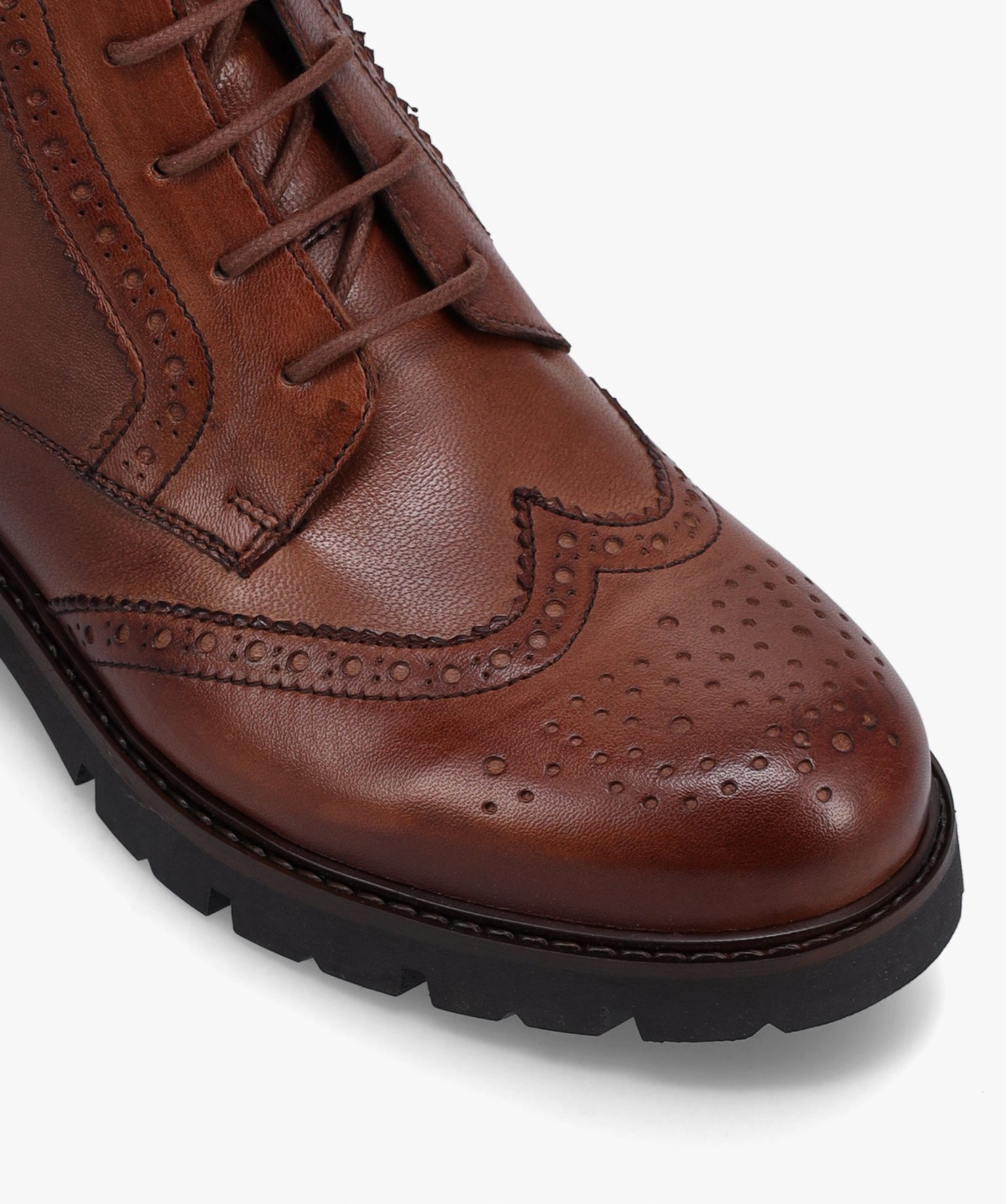 Boots fille dessus cuir à lacets et semelle crantée – Ta... marron | GEMO