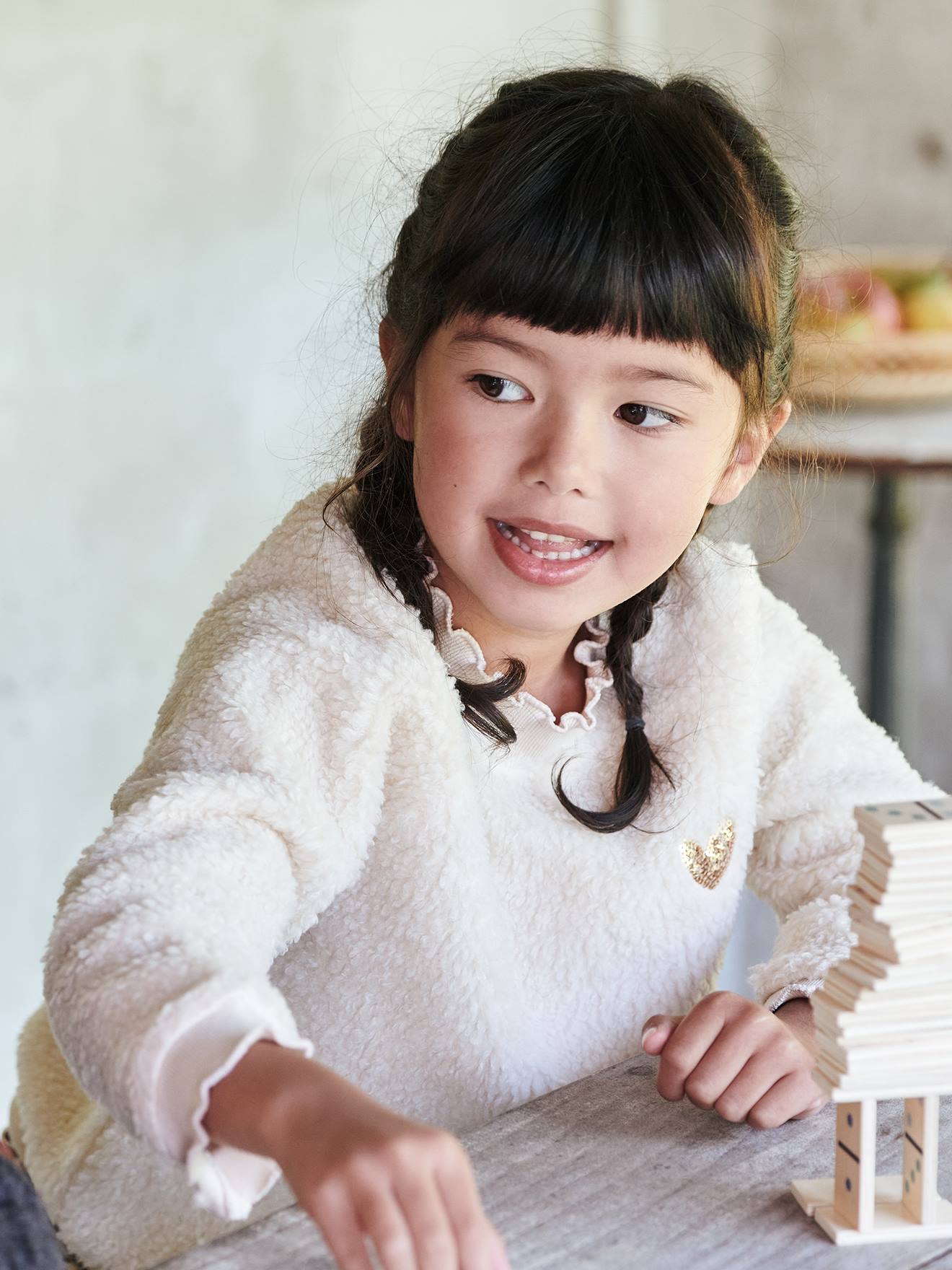 Vertbaudet Mädchen Sweatshirt aus Teddyfleece - beige