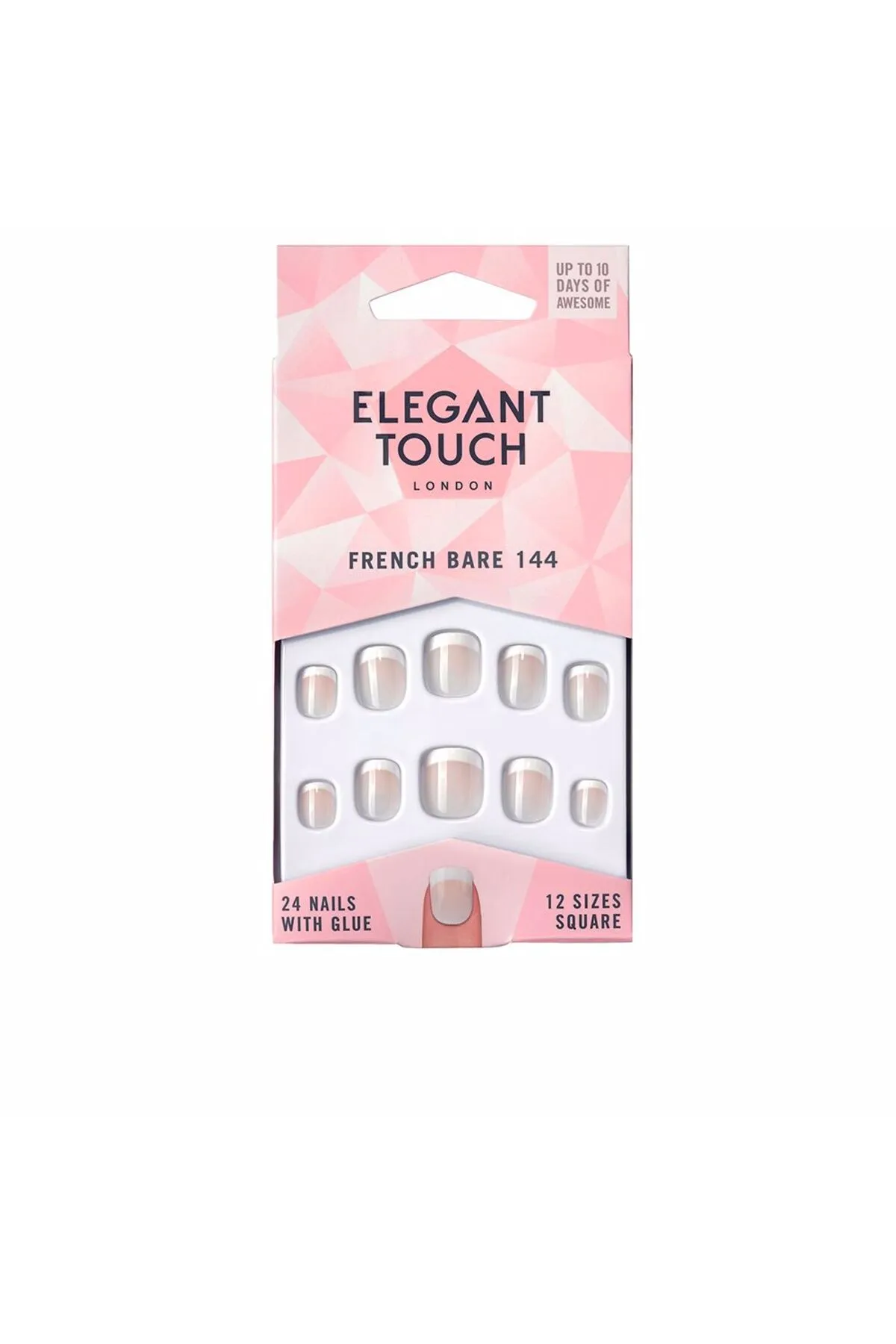 Elegant Touch  French Bare Nails mit Kleber, quadratisch, Nr. 144-xs, Elegant Touch