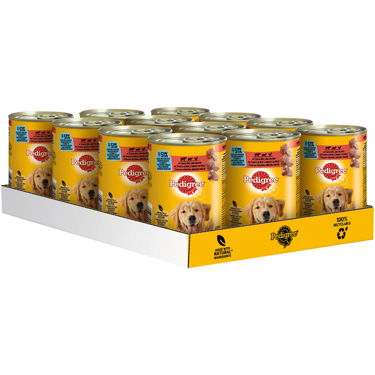 Pedigree Dose mit 3 Sorten Rind, Lamm und Huhn bei ZooRoyal
