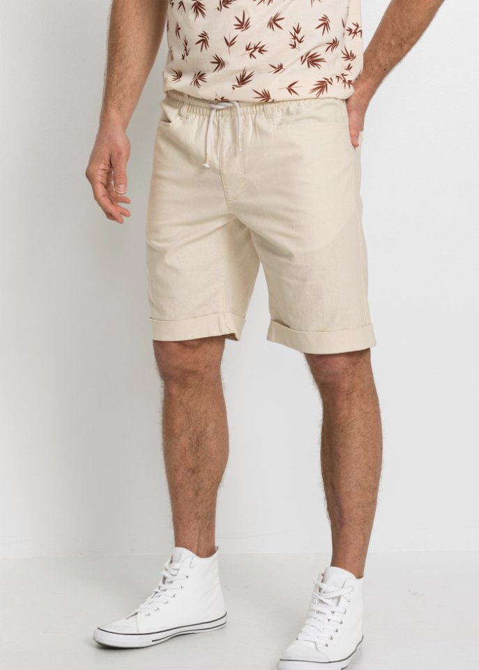 Schlupf-Bermuda aus Leinen Mix, Regular Fit
