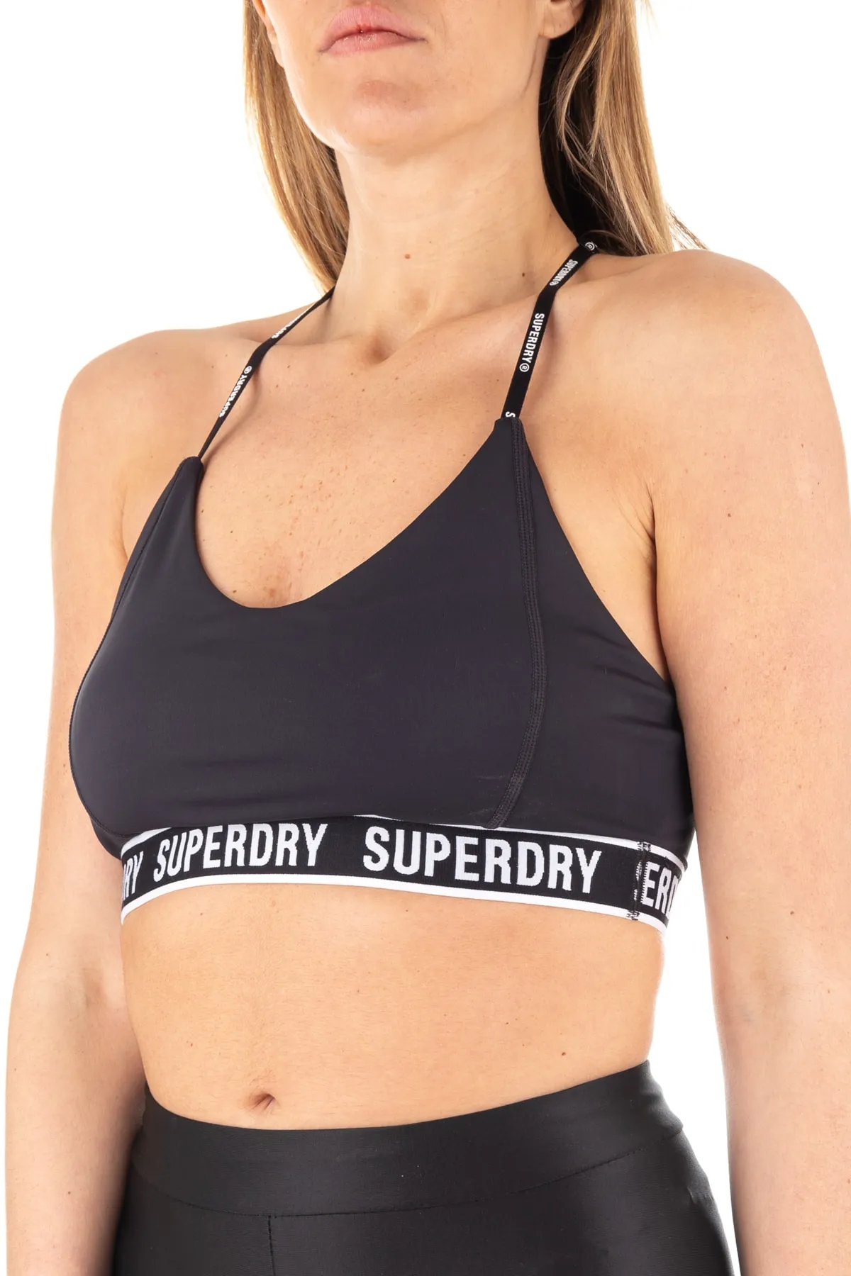 SUPERDRY  Sport-BH - Schwarz - Slogan