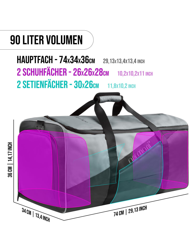 normani Sport- und Reisetasche mit Rucksackfunktion 90 l Nordpass in Grau günstig kaufen onesize