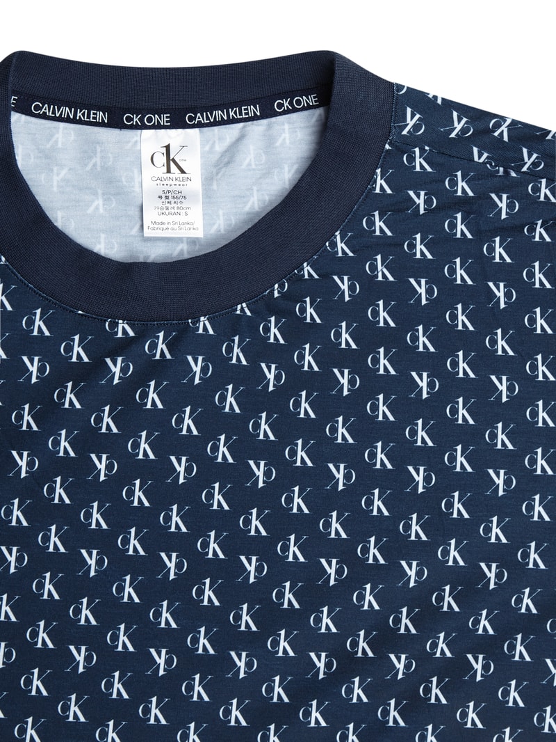 Nachthemd mit Logo-Muster in dunkelblau
