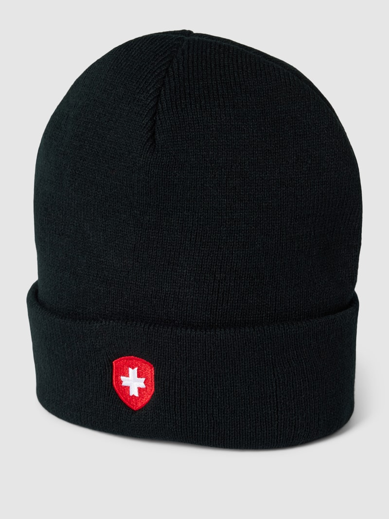 Beanie mit Label-Stitching in schwarz