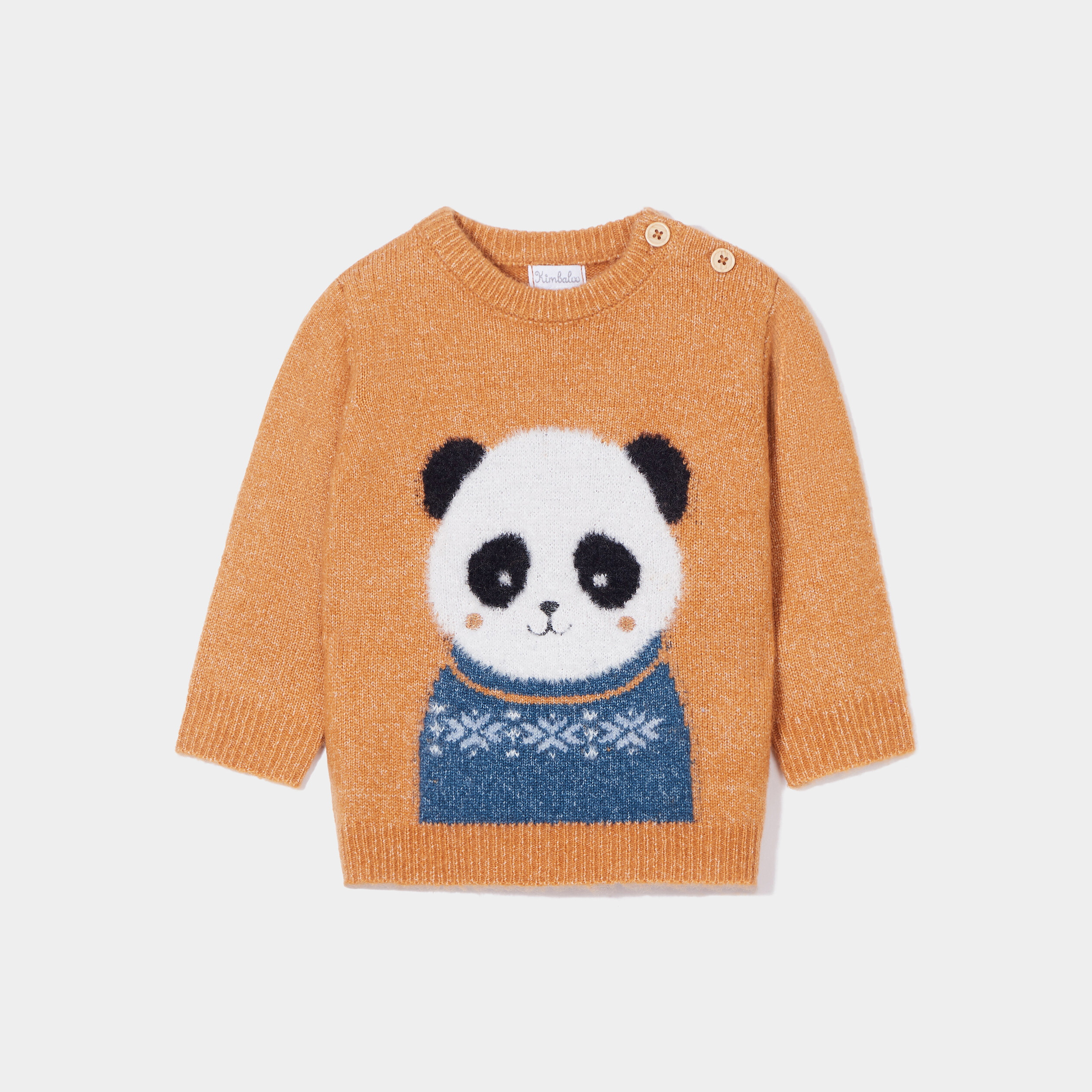 Pull épaule boutonnée Kimbaloo marron cognac bébé garçon | La Halle