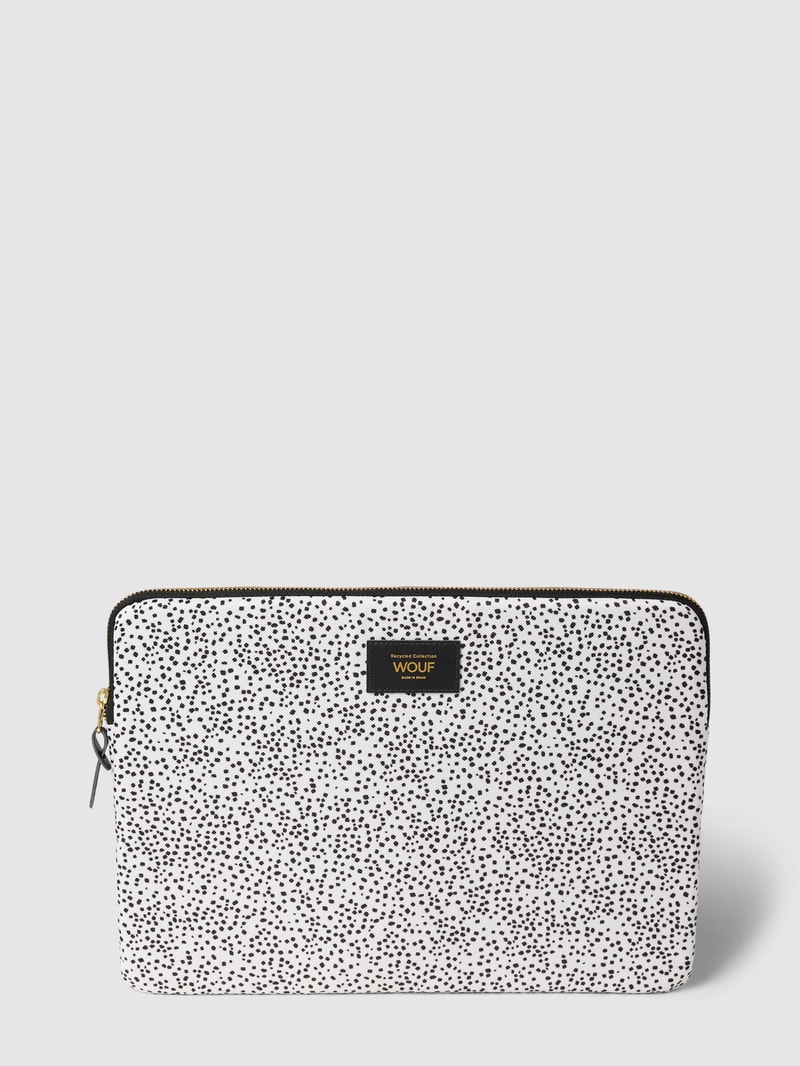 Laptoptasche mit Allover-Muster Modell 'Dottie' in sand