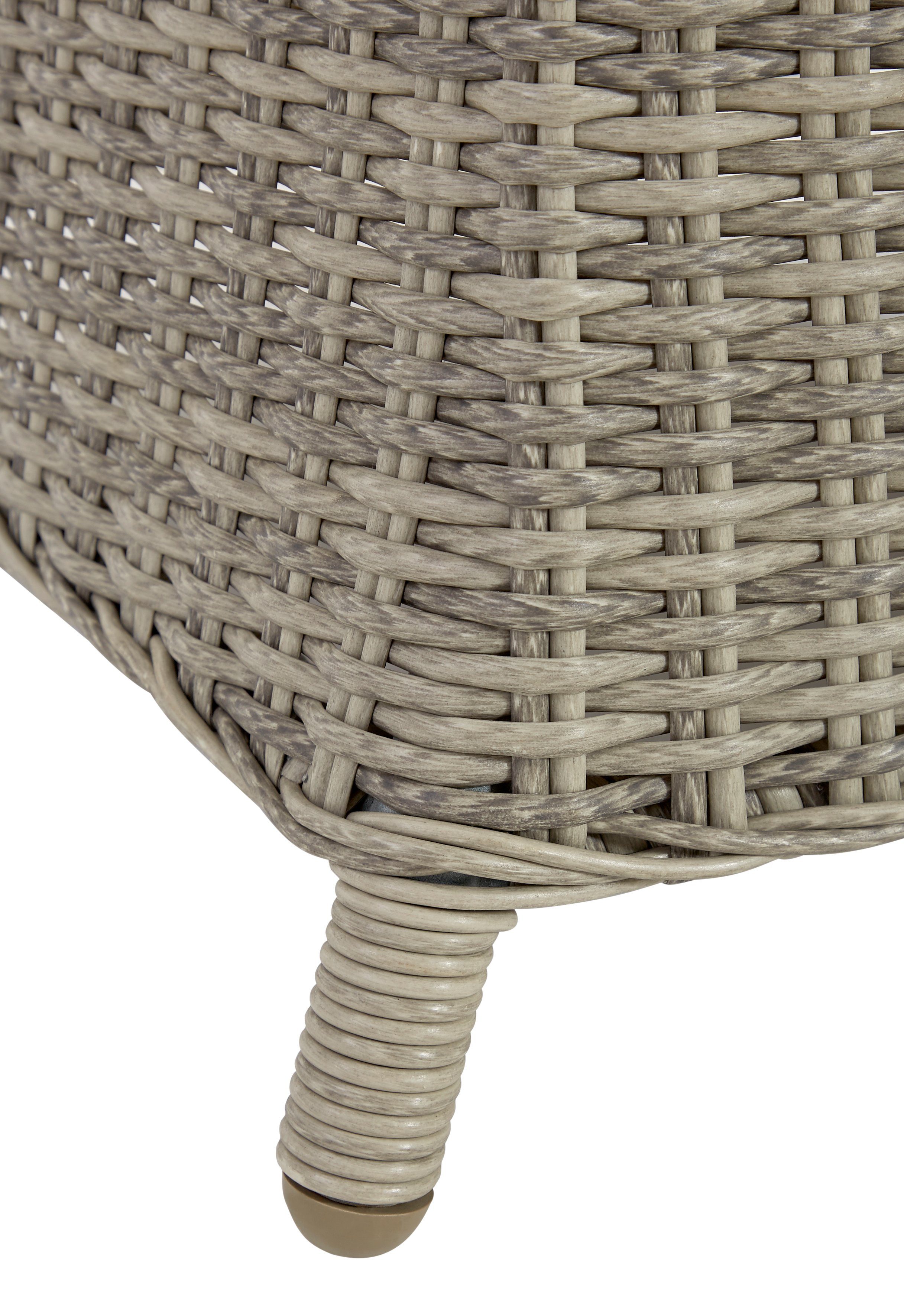 KONIFERA Garten-Essgruppe Venedig, (Set, 5-tlg., 4x Sessel, 1x Tisch Ø120 cm, Alu, Polyrattan), inkl. Auflagen