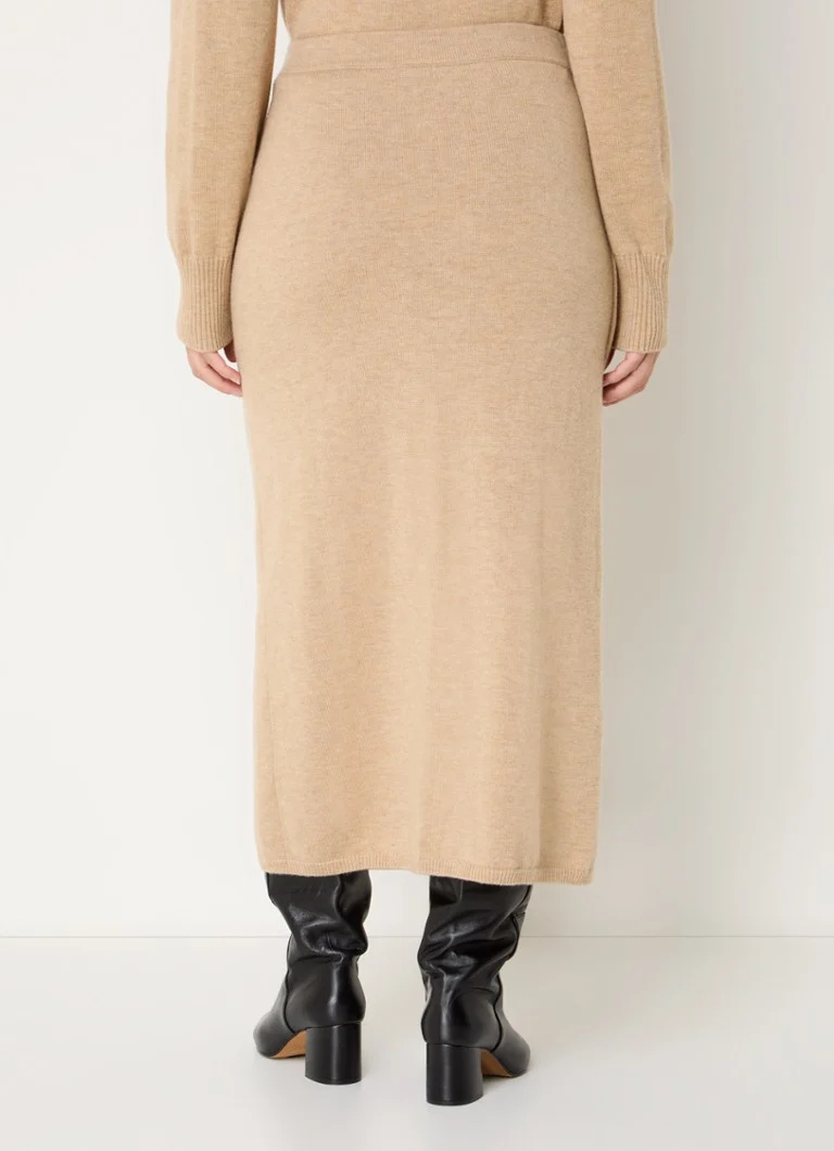 Claudia Sträter Fine-knit midi skirt in wool blend with wrap over