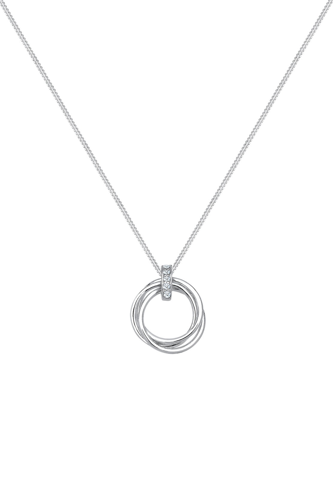 Elli DIAMONDS Trio wisiorków damskich w kształcie koła z diamentem (0,025 ct.) w srebrze próby 925