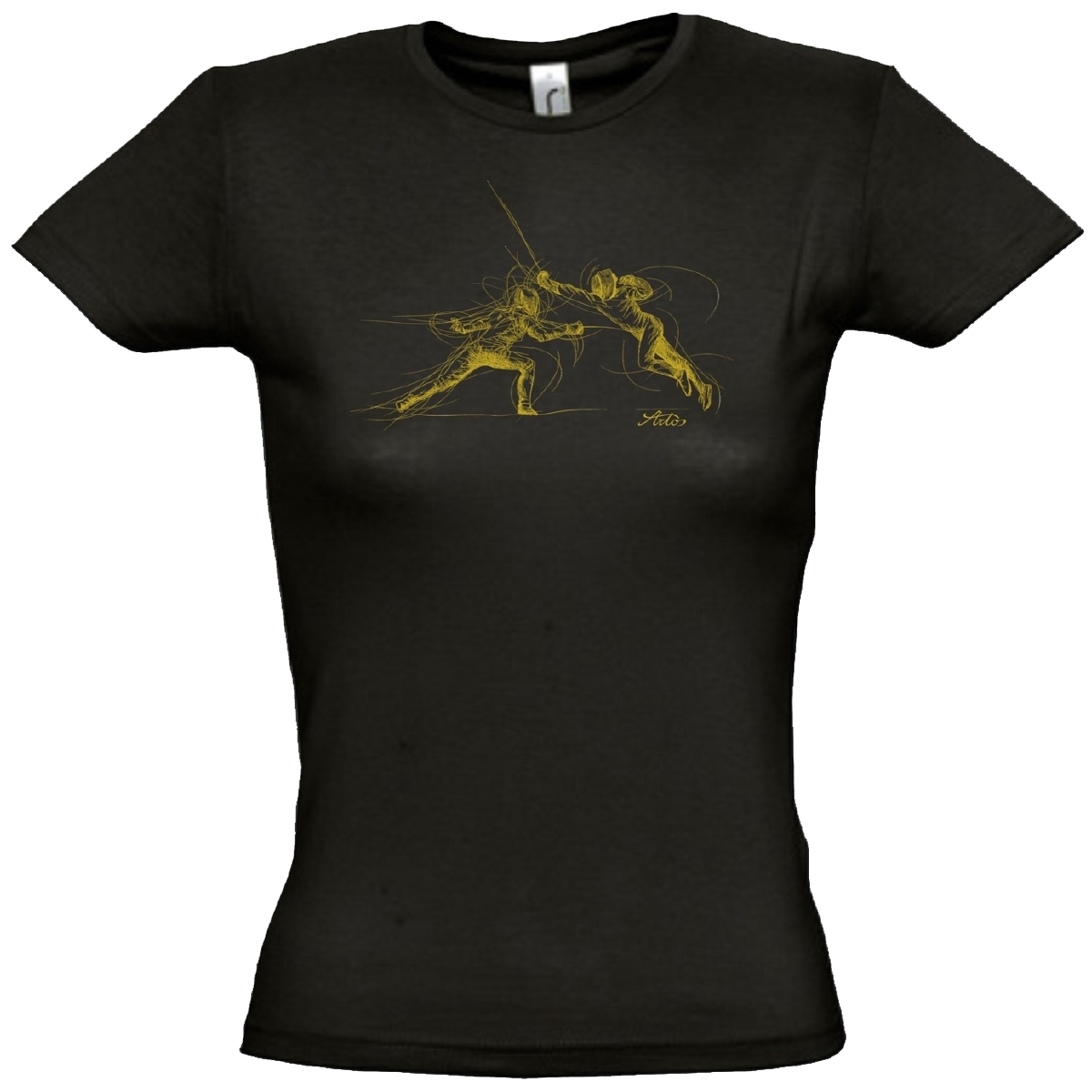 ARTOS Fechtmotiv T-Shirt schwarz