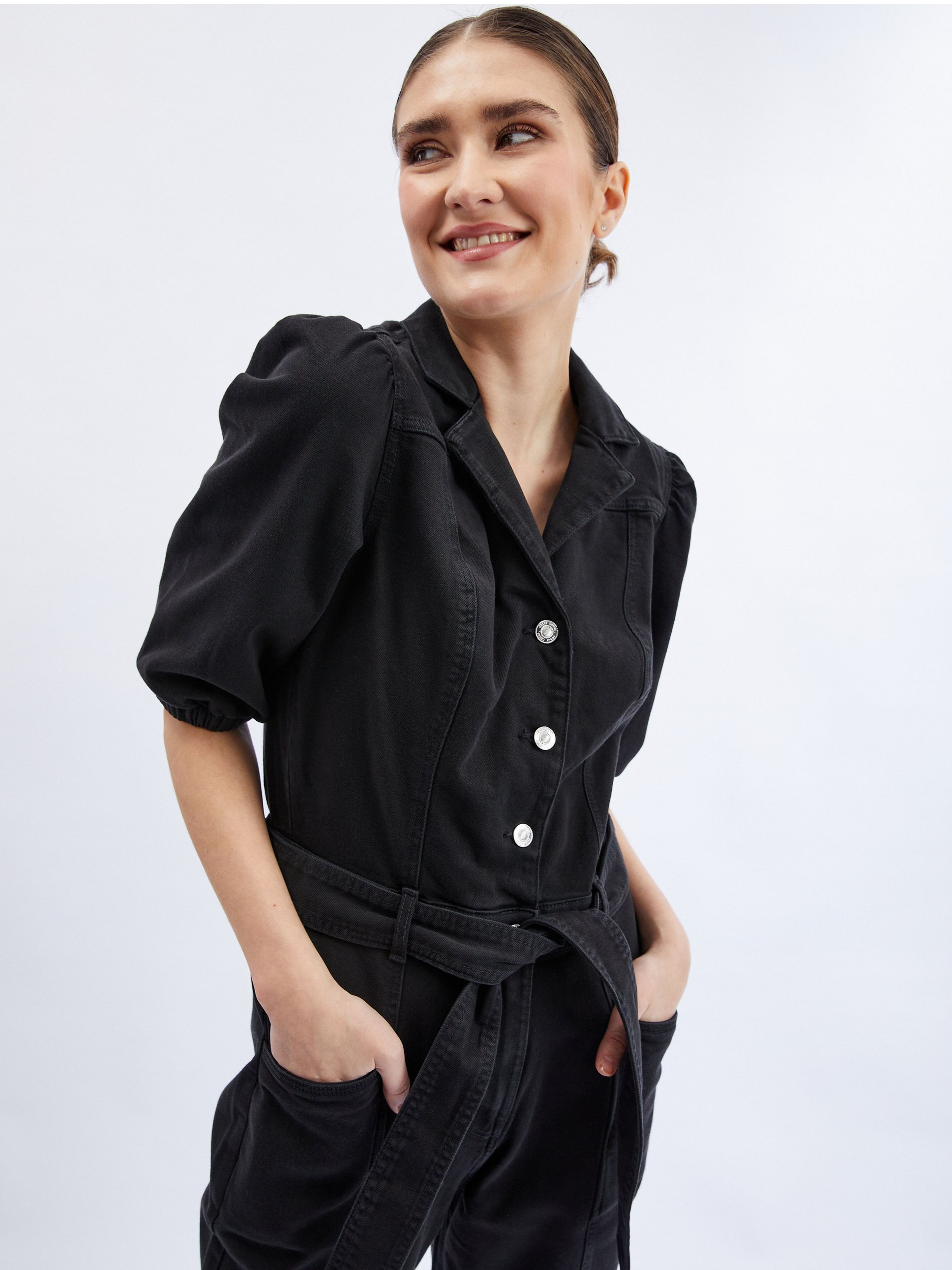 Schwarzer Denim-Overall für Damen ORSAY