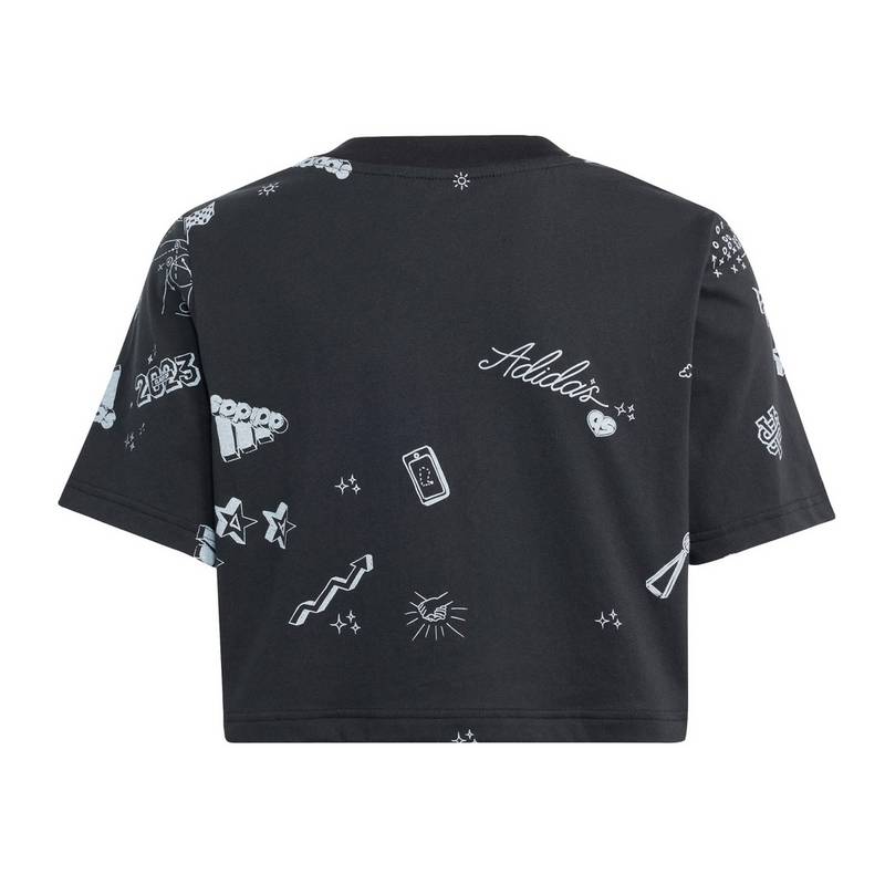 adidas Brand Love Allover Print Kids Crop-Shirt T-Shirt Kinder