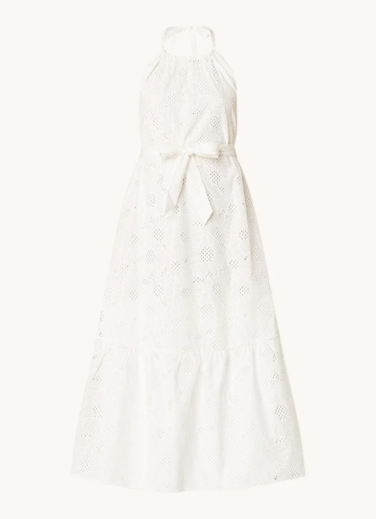 Bruuns Bazaar Kaia - Rochie lungă cu spate deschis, broderie ajurata și buzunare laterale