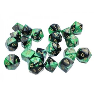 Gemini Bag of 20 Polyhedral Black Green/Gold (Limited Edition)