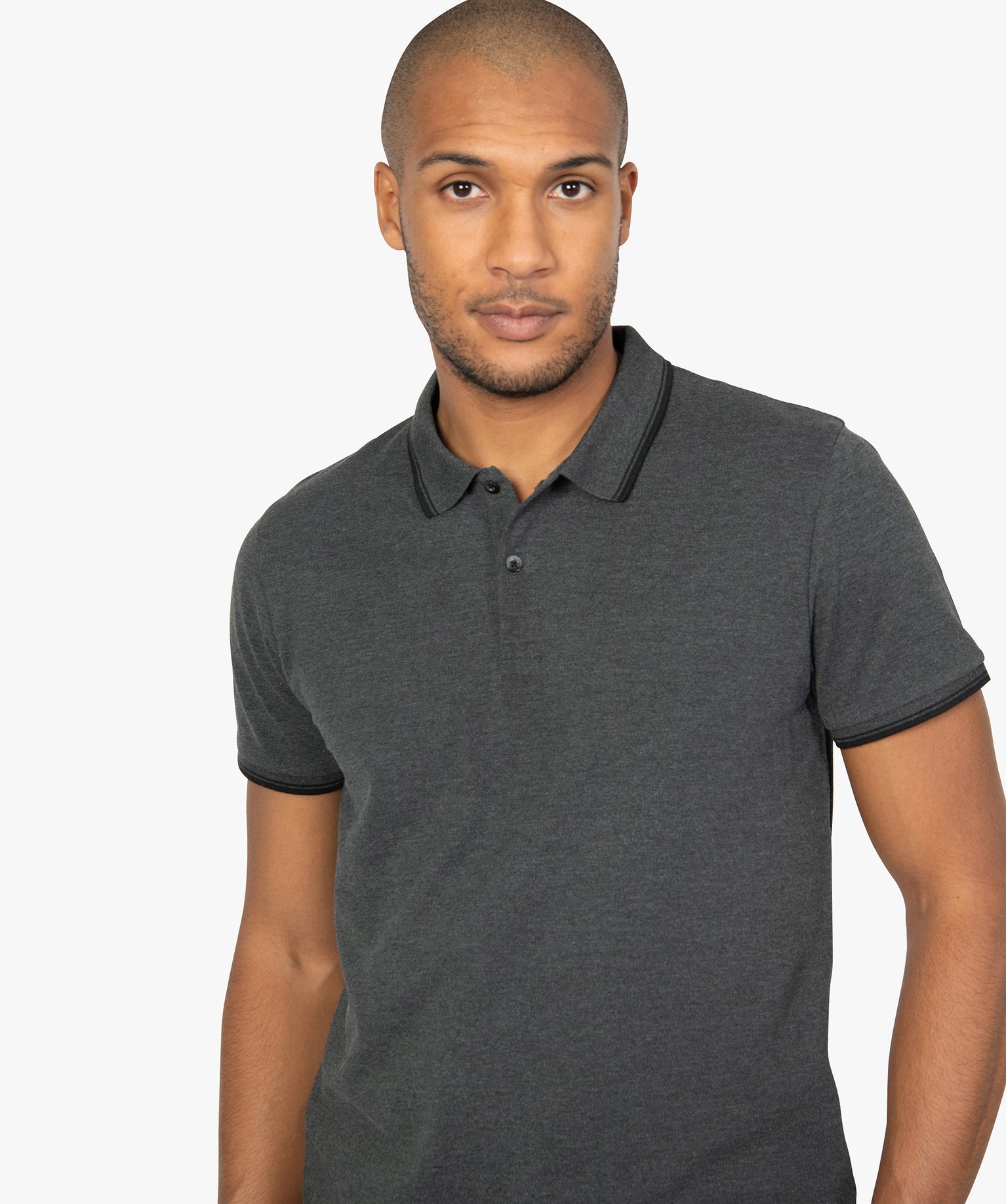 Polo homme à manches courtes 100% coton bio gris fonce | GEMO