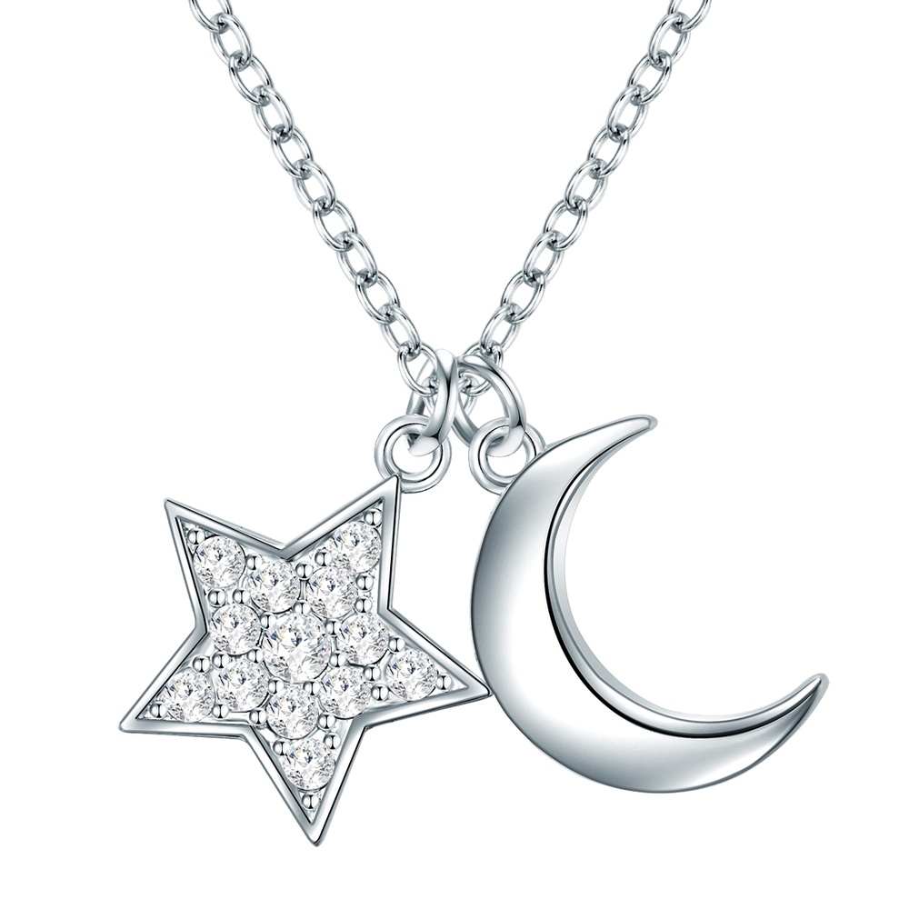 Rafaela Donata Chaîne de cristaux Swarovski Étoile/Croissant Argent sterling Orné de cristaux Sw collier