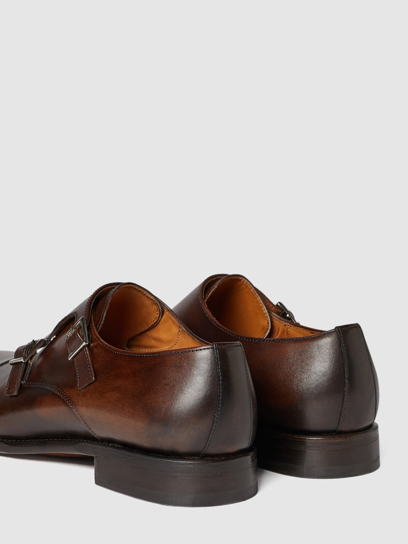 Double Monk Straps aus Leder in dunkelbraun