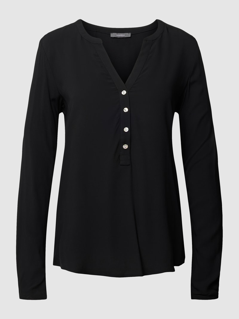 Blusenshirt mit V-Ausschnitt in schwarz