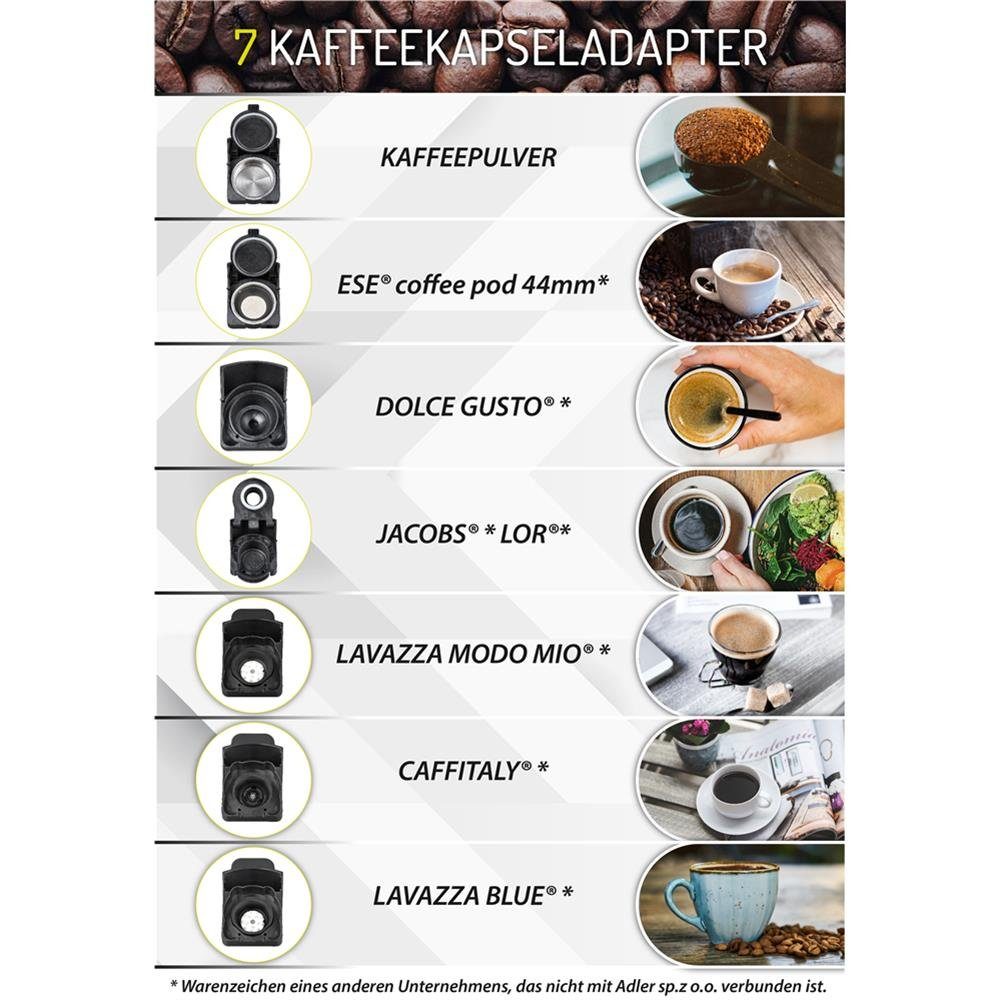 Camry Espressomaschine Multi-Kapsel-Espressomaschine CR 4414, Weiß Kaffeemaschine Kapselmaschine