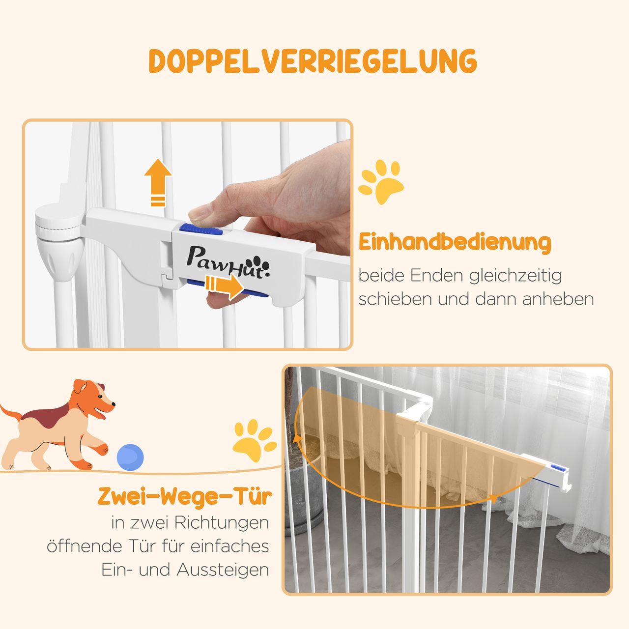 PawHut 2 in 1 Welpenlaufstall, Absperrgitter mit 6 Platten, 90 cm Freilaufgehege