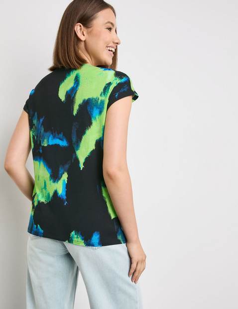 Kurzarmshirt mit Wasserfallausschnitt