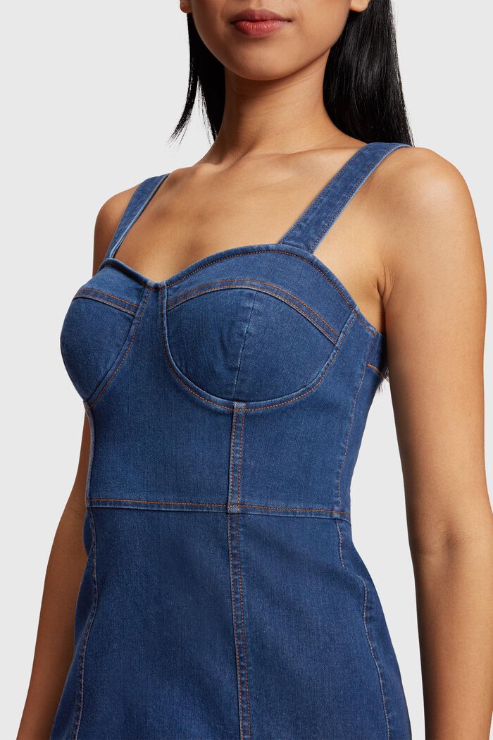 KÖRPERFORMENDES 4-Wege-Stretch-Denim Bustierkleid