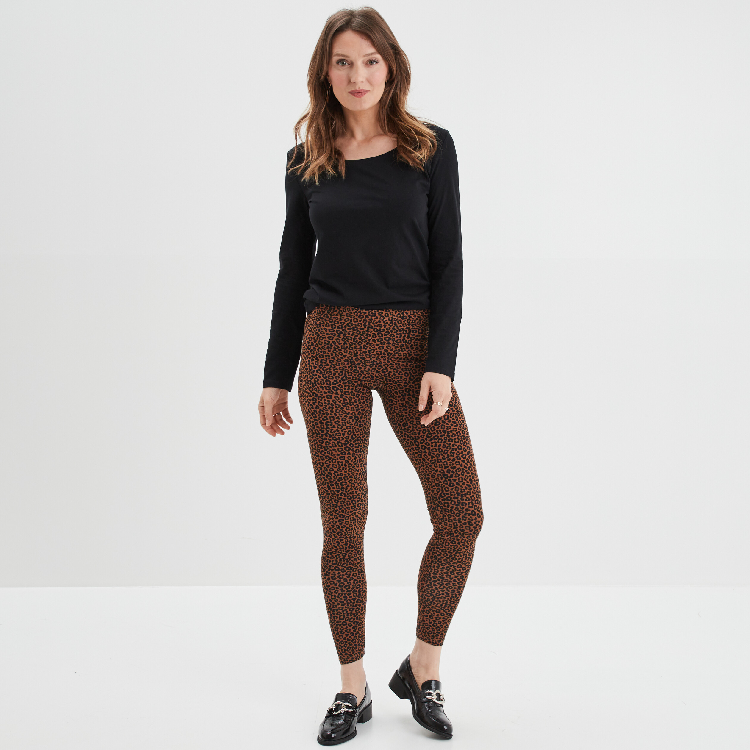 Legging long taille haute marron femme | La Halle