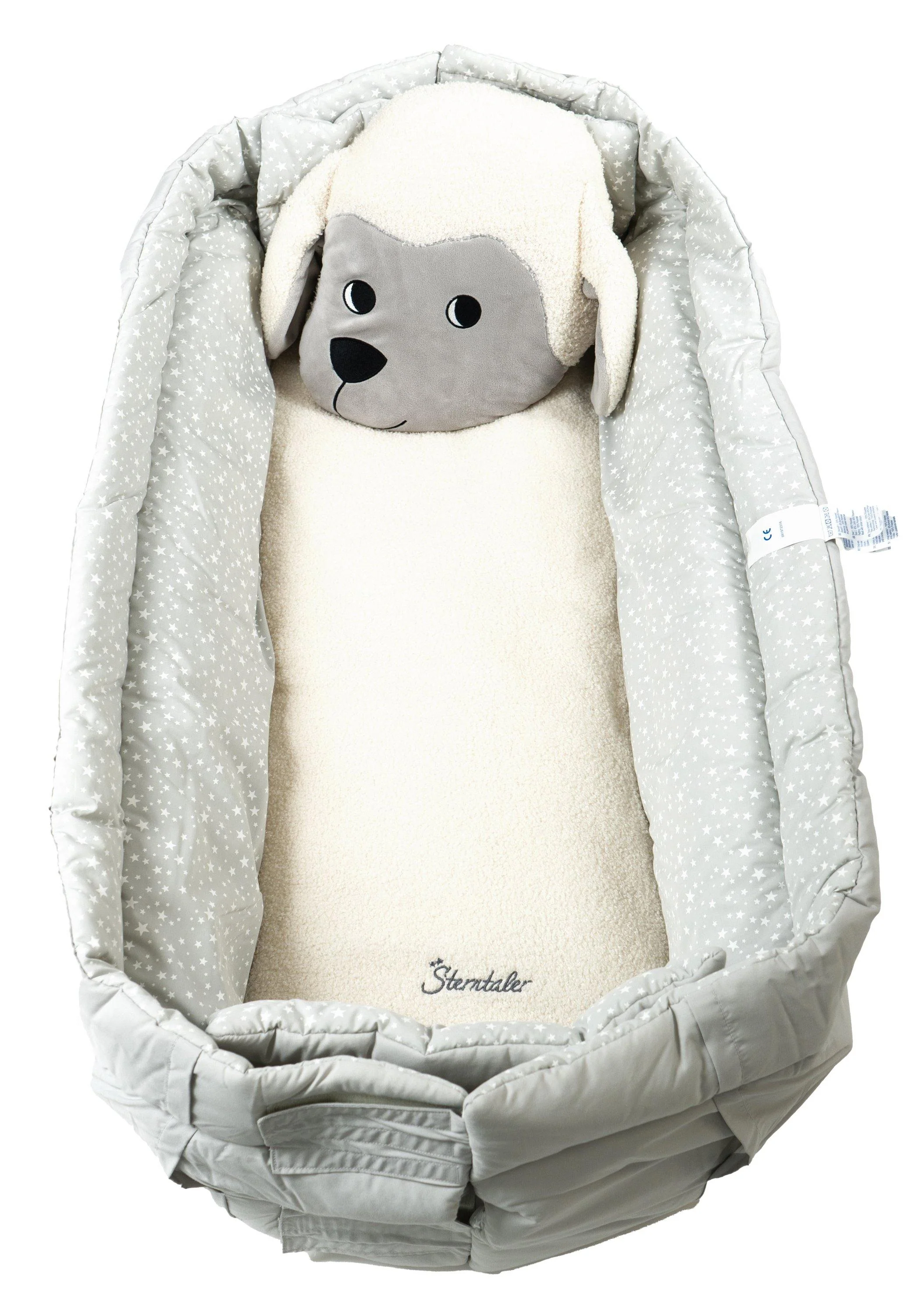 Babynest Schaf Stanley in Ecru und Grau